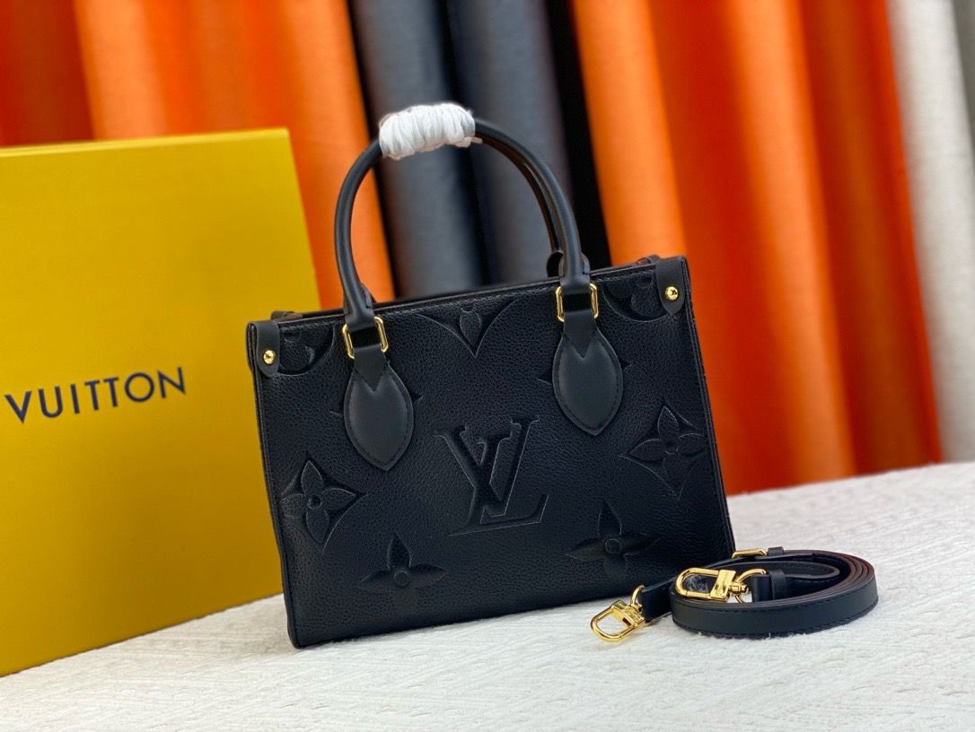 Louis Vuitton OnTheGo PM bag in black Monogram Empreinte embossed leather. image 1