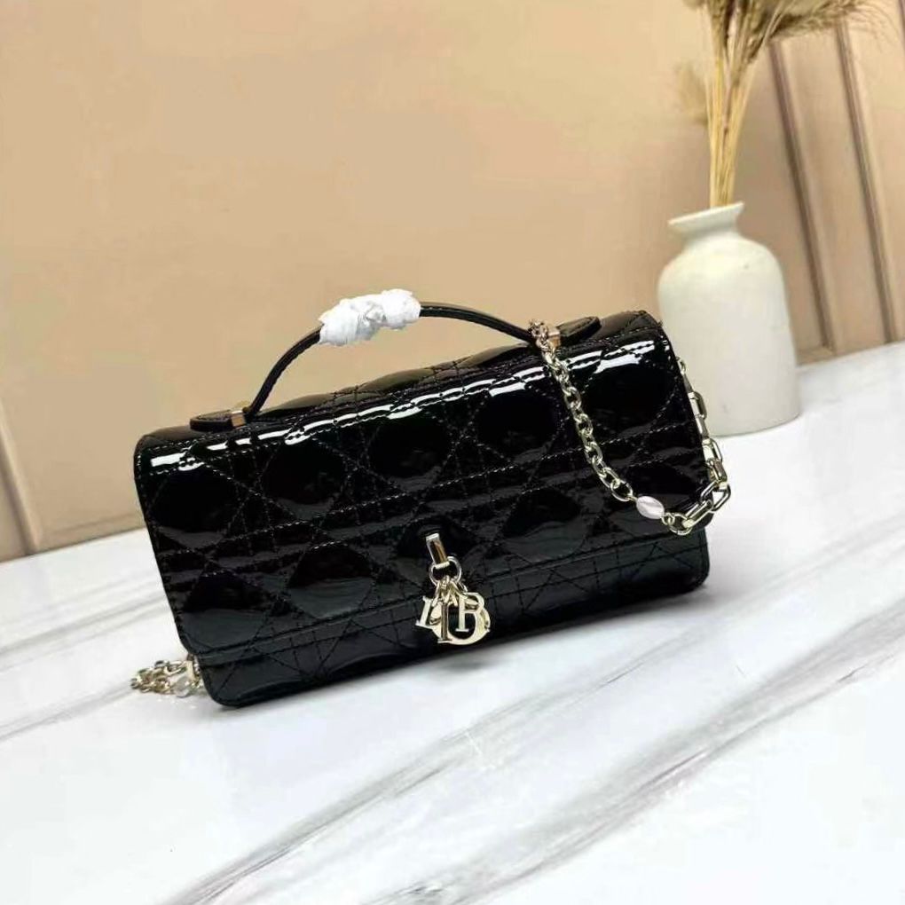 Dior My Dior Mini Bag in black patent calfskin with Cannage stitching. image 1