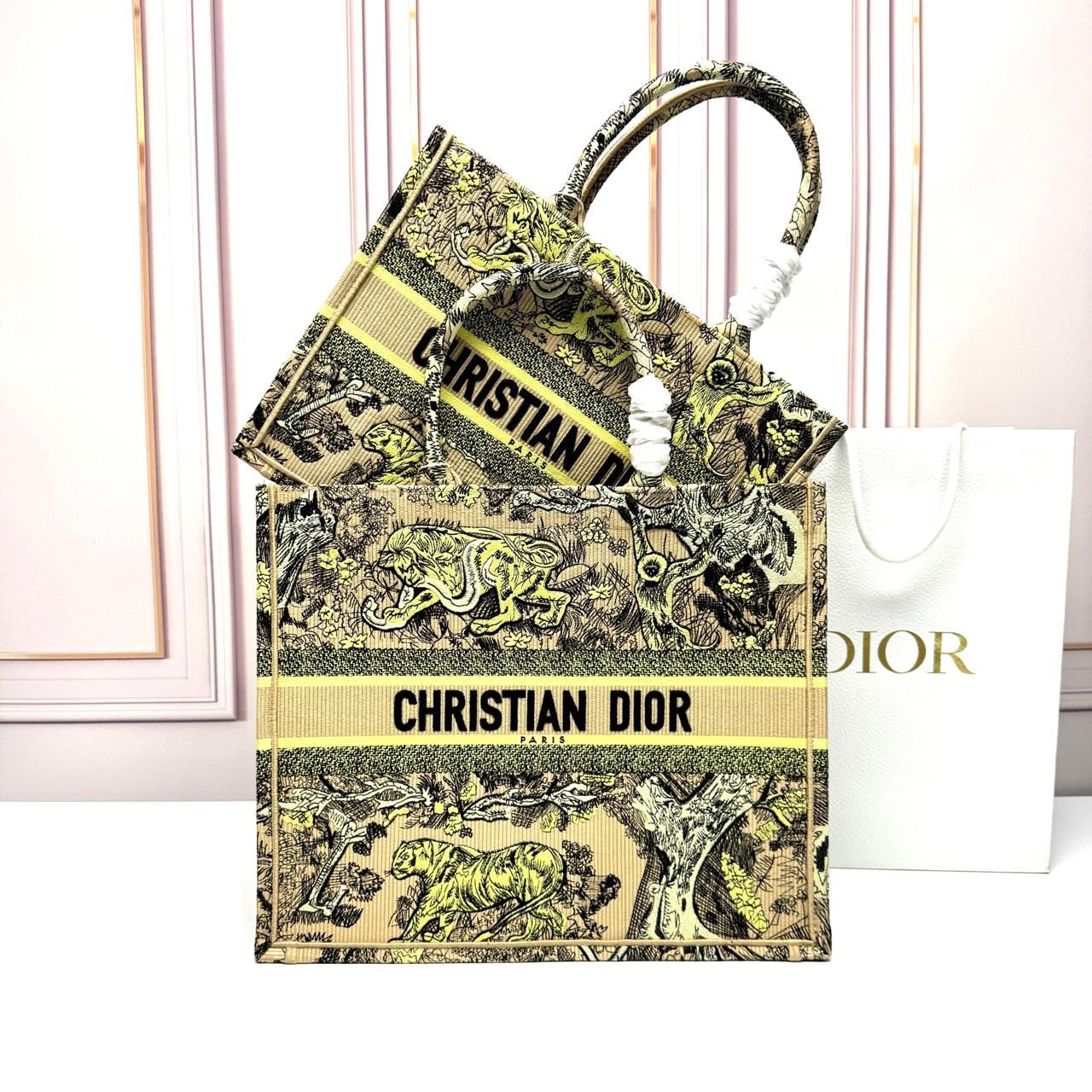 Dior Book Tote in the Toile de Jouy or Jungle print embroidery. image 1