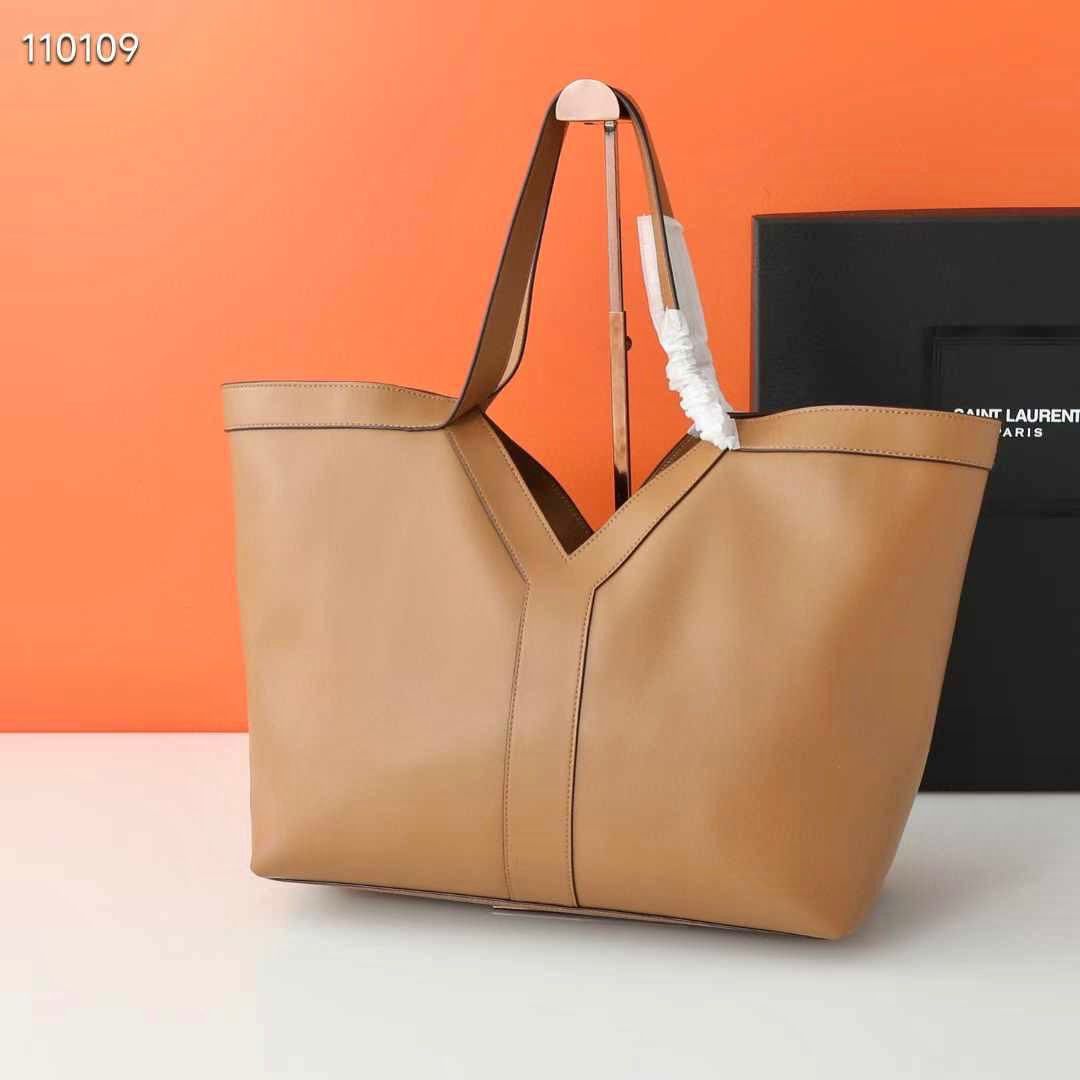 Saint Laurent large Y leather tote bag in brown calf leather with a suede lining. image 1
