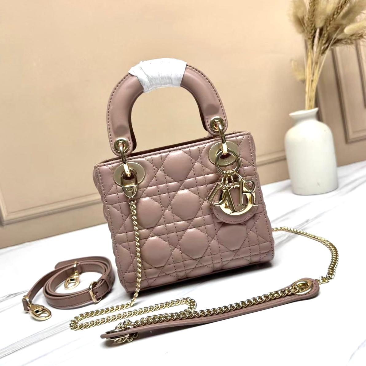 Dior Mini Lady Dior bag in blush pink cannage lambskin. image 1