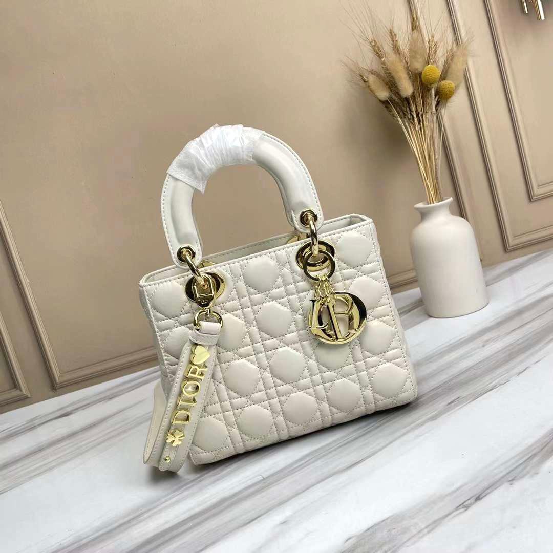 Dior My ABCDior bag in latte or white cannage lambskin with pale gold-finish metal D.I.O.R. charms. image 1