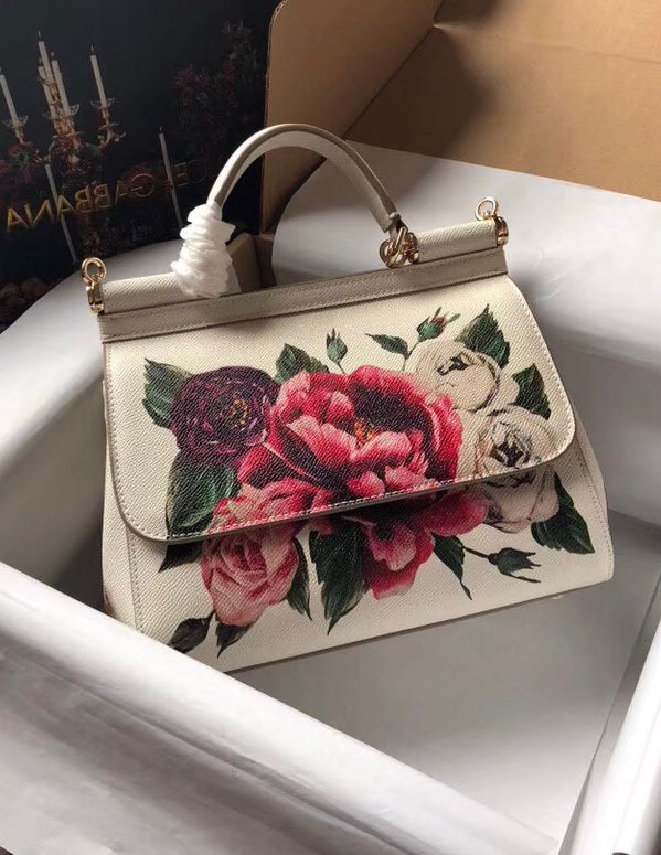 Dolce & Gabbana Sicily floral-printed leather top handle bag. image 1
