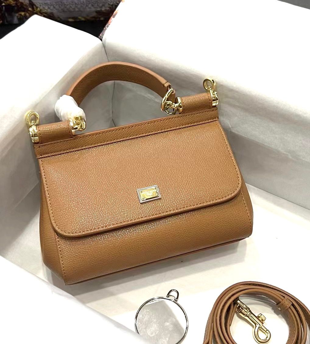 Dolce & Gabbana Sicily top-handle bag in brown calf leather. image 1
