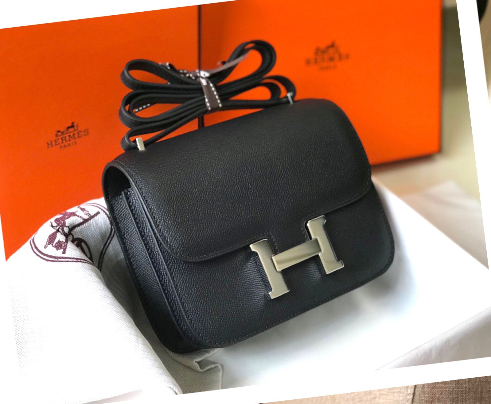 Herm?s Constance mini bag in black Epsom leather with palladium hardware. image 1
