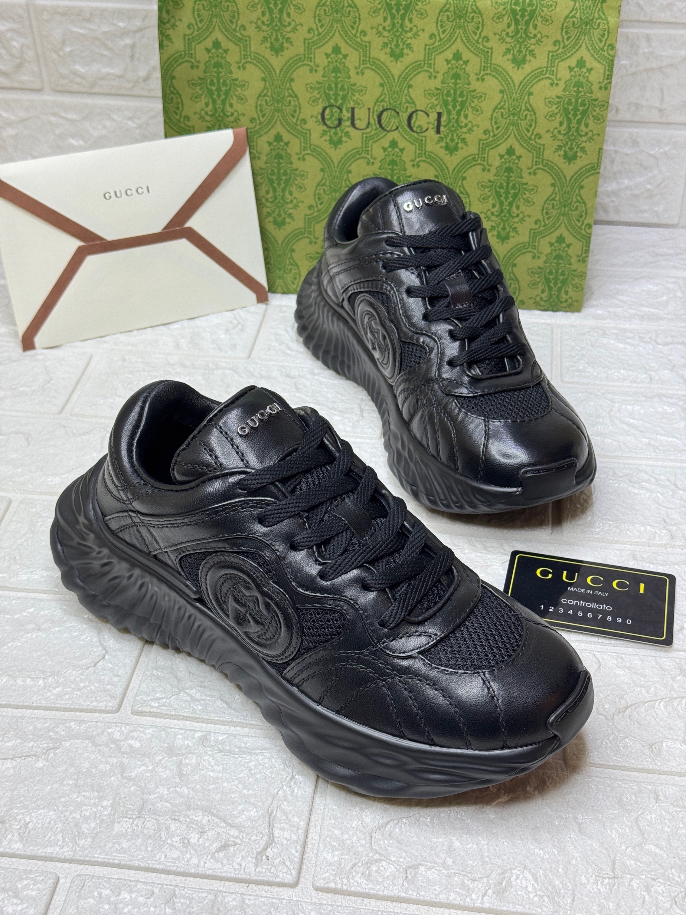 Gucci Interlocking G sneakers with a chunky sole and a leather upper. image 1