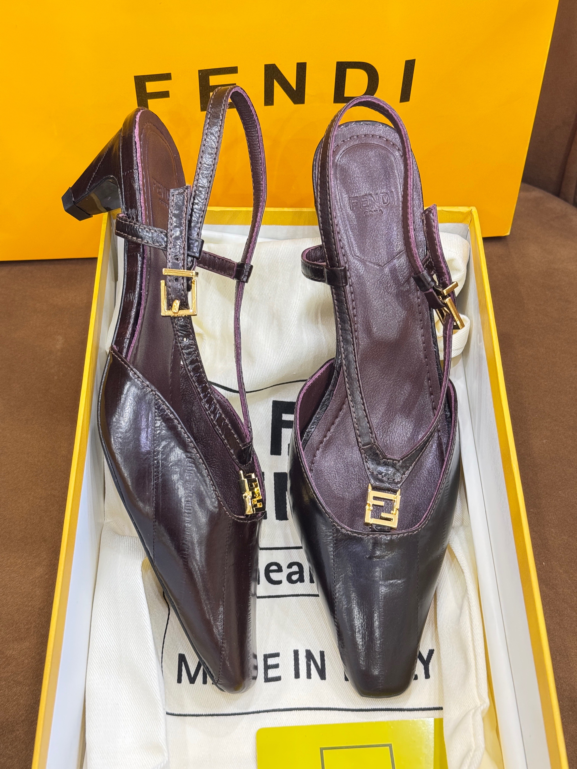Fendi FFold eel leather slingbacks with a kitten heel. image 1