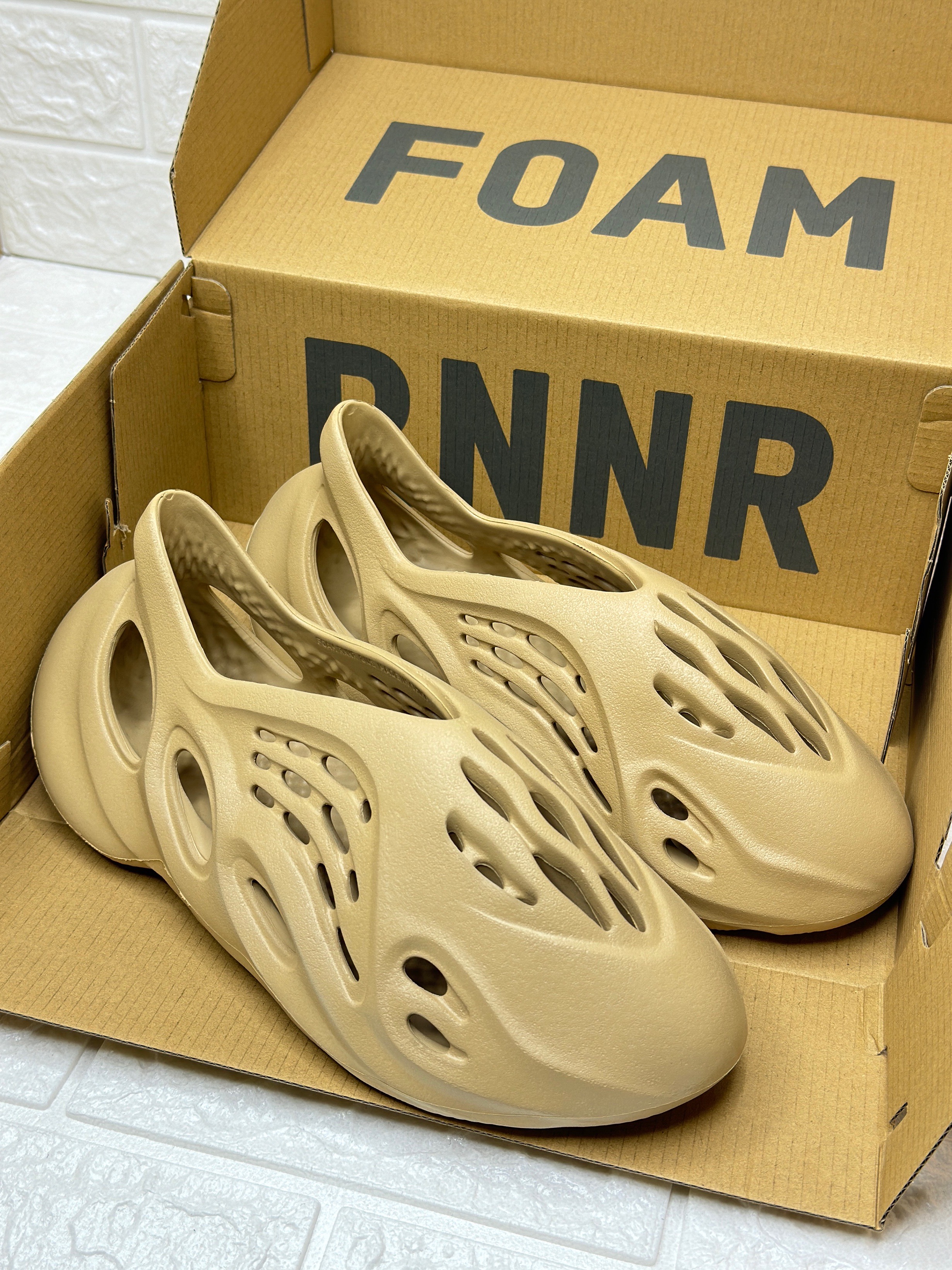 Adidas Yeezy Foam RNR "Sand" or "Mist" colorway slip-on shoe image 1