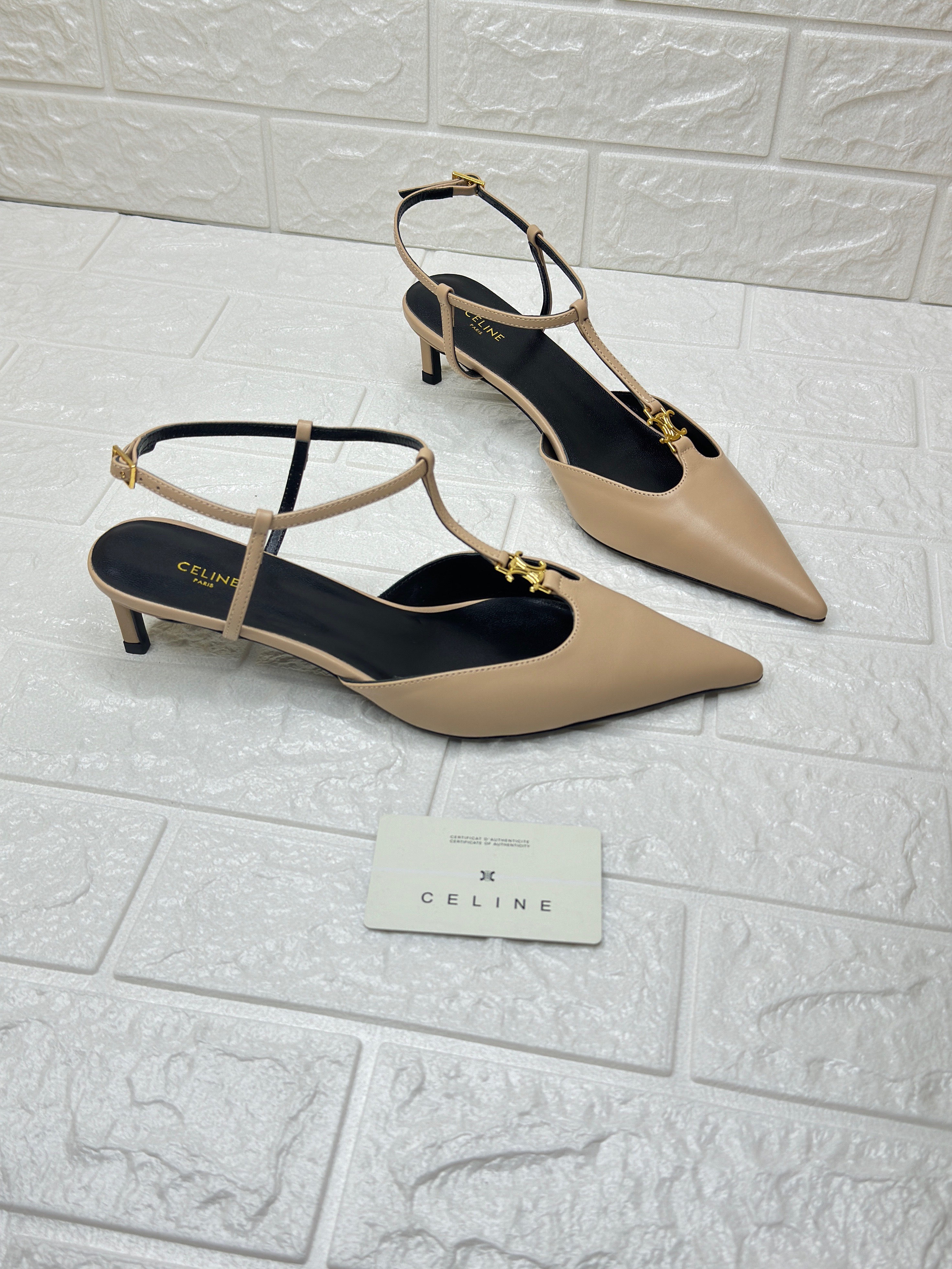 Celine Kitten T-Bar Strap Pumps, likely made of lambskin or calfskin. image 1
