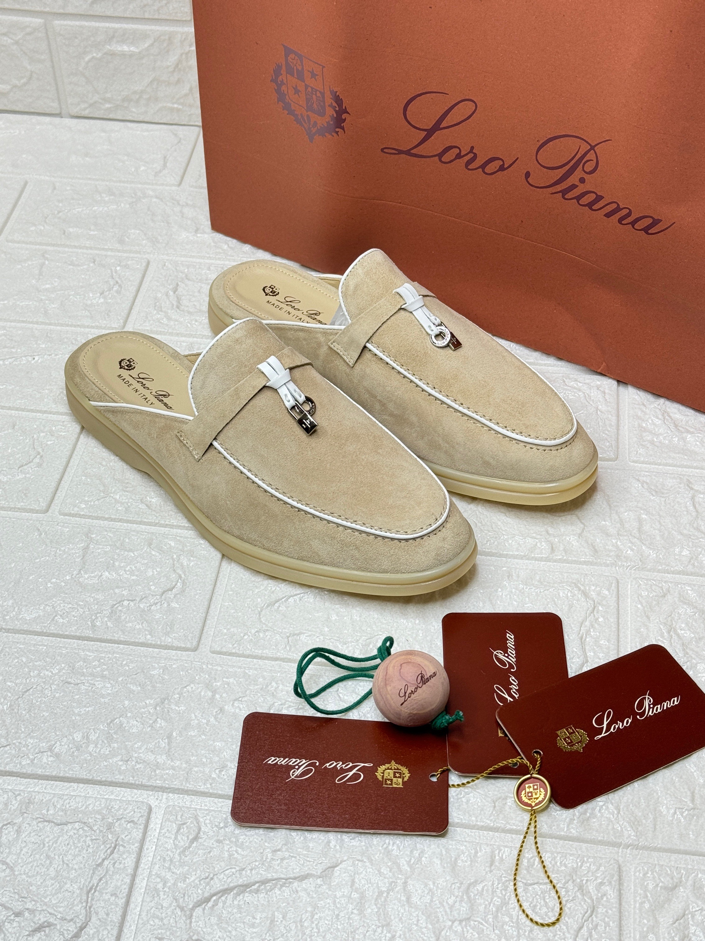 Loro Piana Charms Walk Babouche Loafer in butter-colored suede. image 1