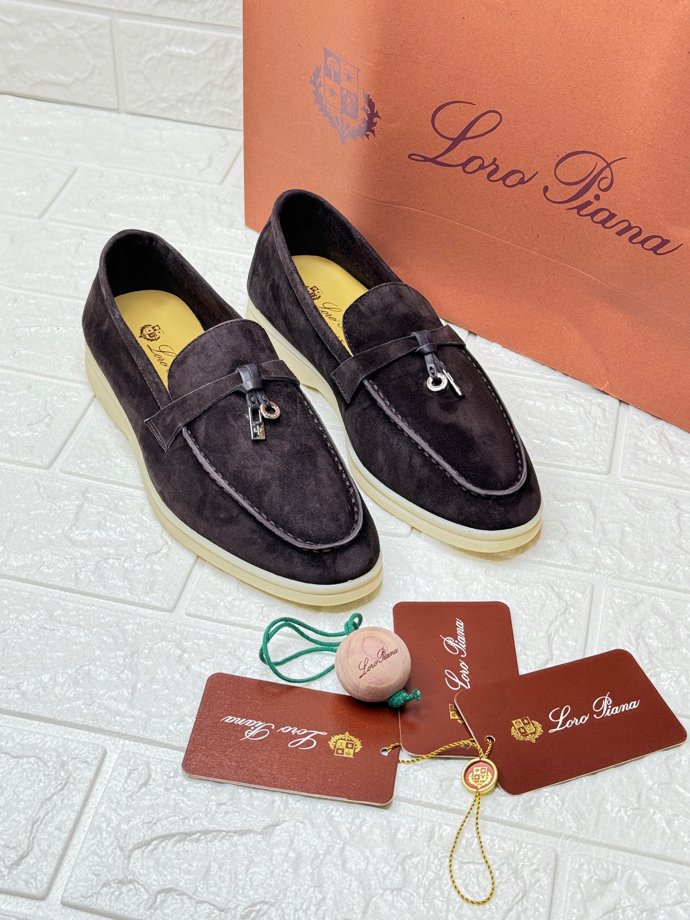 Loro Piana Summer Charms Walk loafers in brown suede. image 1