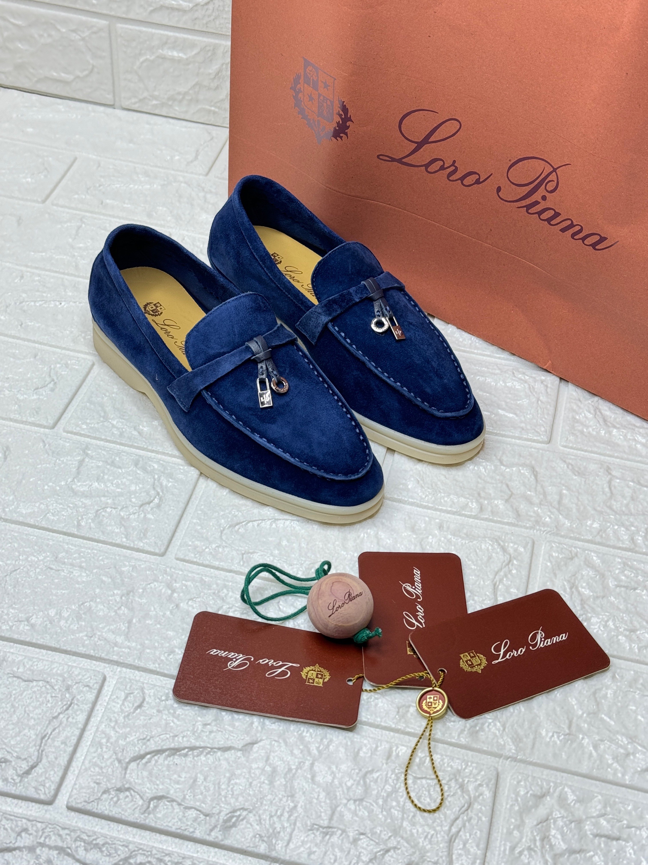 Loro Piana Summer Walk loafers in navy blue suede image 1