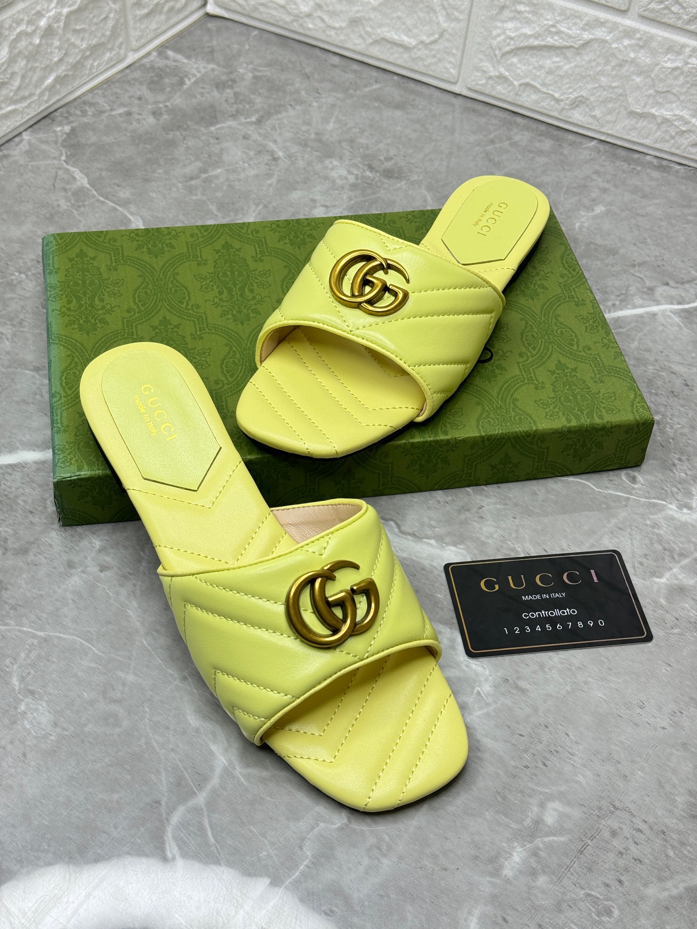 Gucci Jolie slide sandals in quilted nappa leather with the Double G hardware. image 1