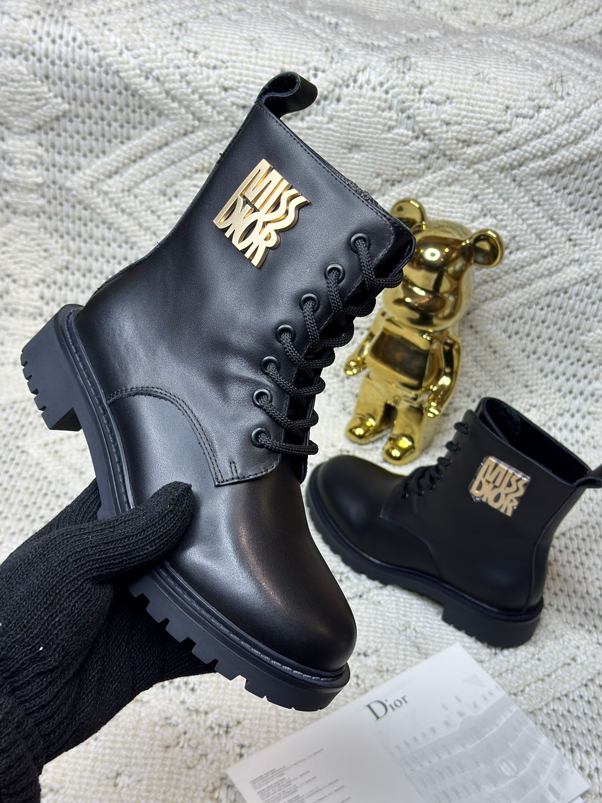 Dior black leather ankle boots. image 1