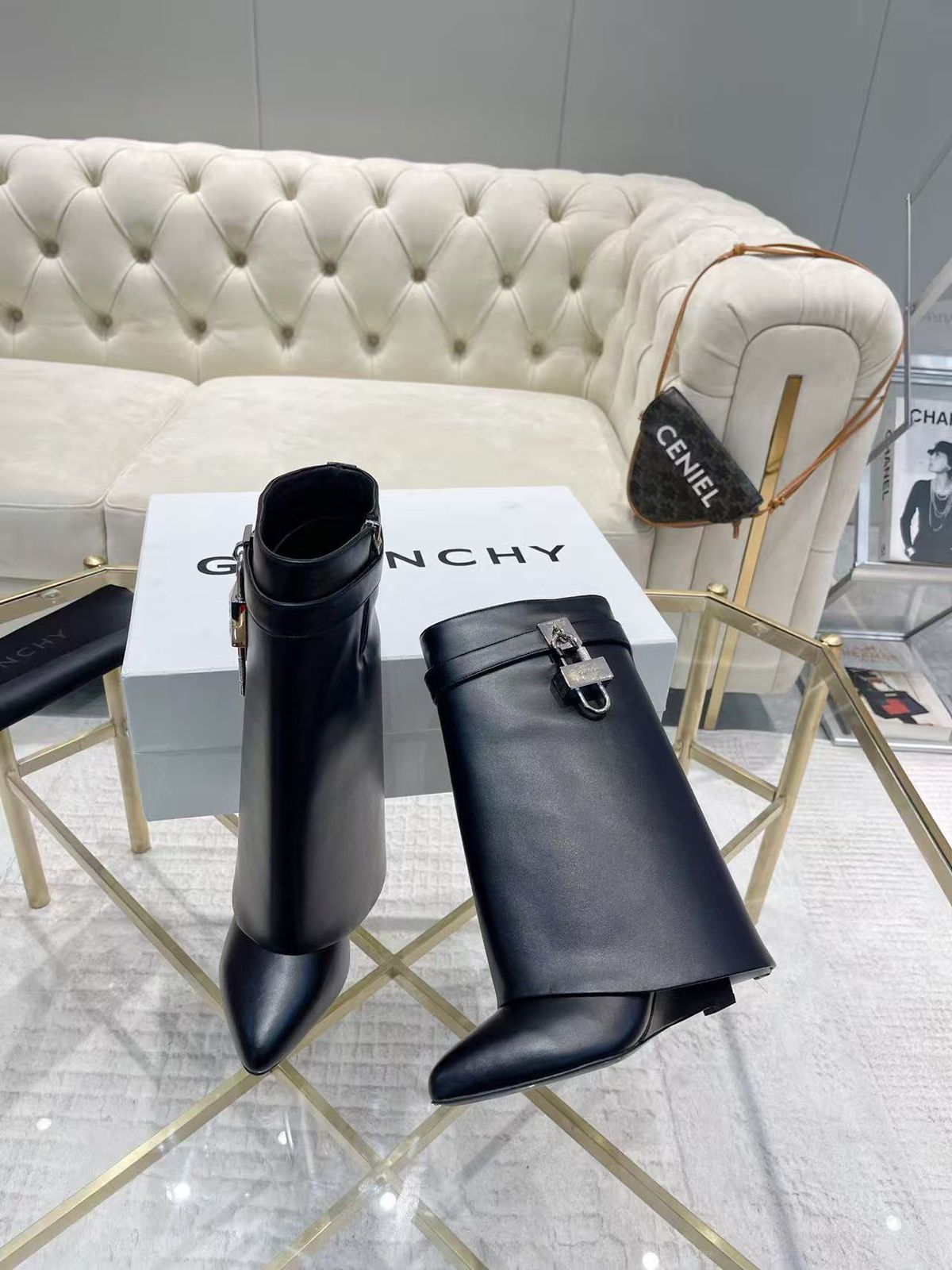 Givenchy Shark Lock ankle boots in black calf leather. image 1