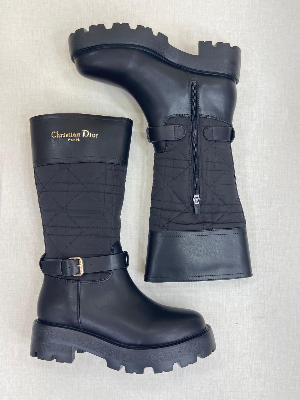 Christian Dior D-Major boots in black calfskin and technical knit. image 1